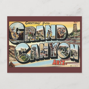 Cartão Postal Saudações viagens vintage da Arizona Grand Canyo