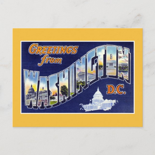 Cartão Postal Saudações vínicas de Washington DC (Frente)