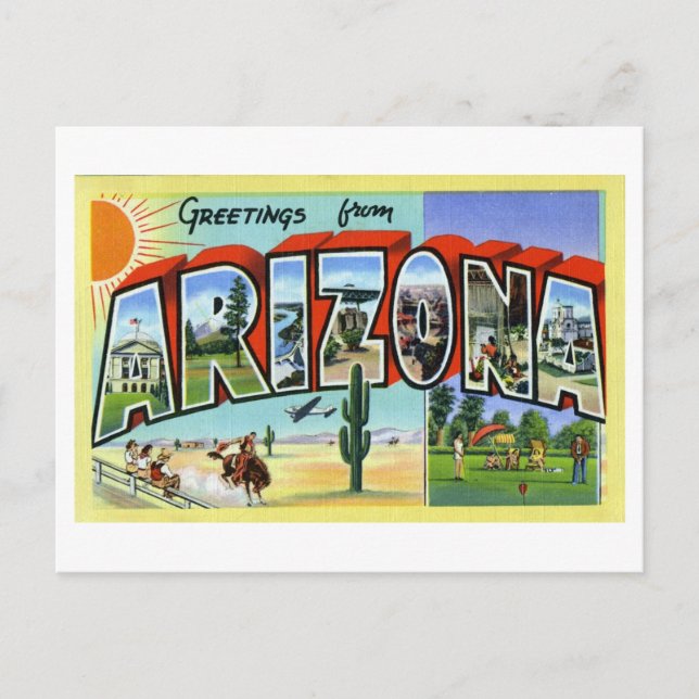 Cartão Postal Saudações Vintage da Arizona (Frente)