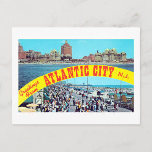 Cartão Postal Saudações Vintage Da Atlantic CIty New Jersey Po