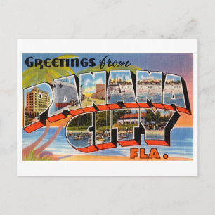 Cartão Postal Saudações Vintage da Cidade do Panamá, Flórida