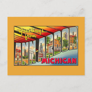 Cartão Postal Saudações vintage de Ann Arbor MI