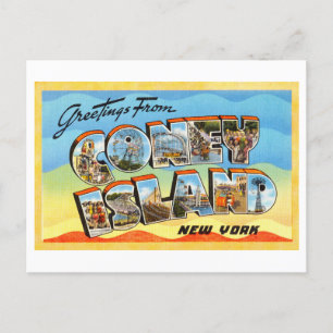 Cartão Postal Saudações Vintage de Coney Island, Nova Iorque