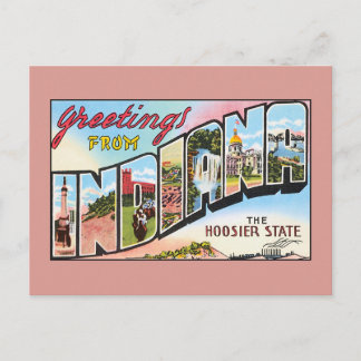 Cartão Postal Saudações Vintage de Indiana