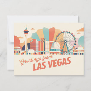 Cartão Postal Saudações Vintage de Las Vegas Clássico Retro