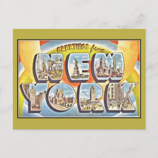 Cartão Postal Saudações Vintage de Nova Iorque