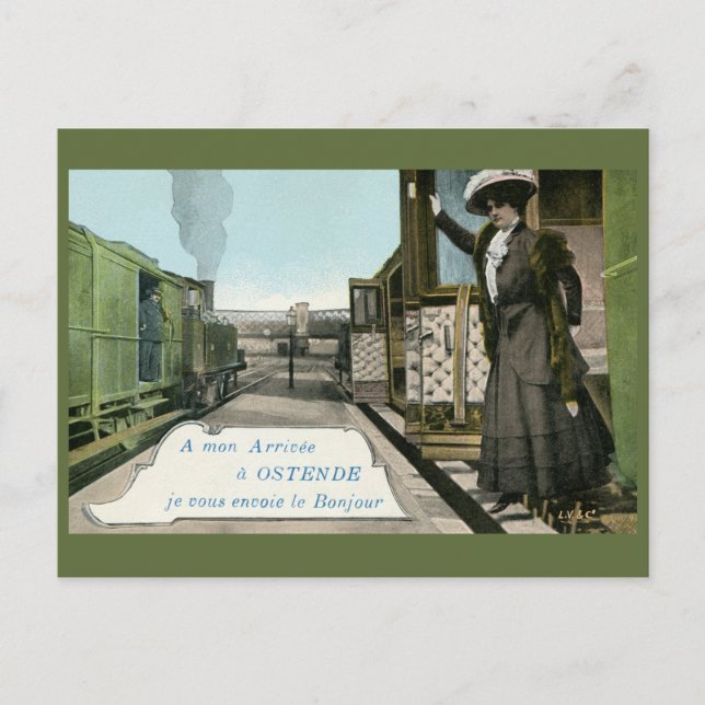 Cartão Postal Saudações Vintage de Ostend (Frente)