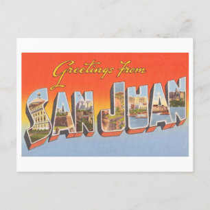 Cartão Postal Saudações Vintage de San Juan, Porto Rico