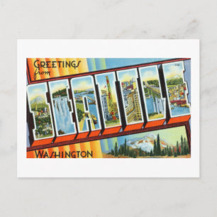 Cartão Postal Saudações Vintage de Seattle Washington Viagem P