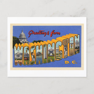 Cartão Postal Saudações Vintage de Washington DC