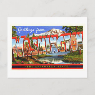 Cartão Postal Saudações Vintage do Estado de Washington