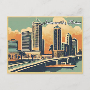Cartão Postal Saudações Vintage do Refletor Clássico de Jacksonv