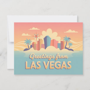 Cartão Postal Saudações Vintage do Retro Clássico de Las Vegas