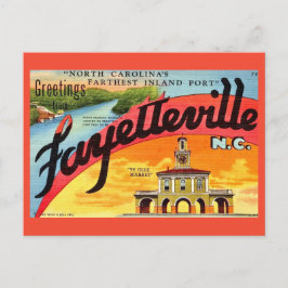 Cartão Postal Saudações Vintage Fayetteville NC