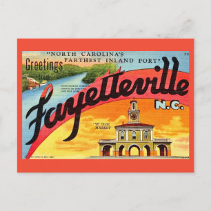 Cartão Postal Saudações Vintage Fayetteville NC 