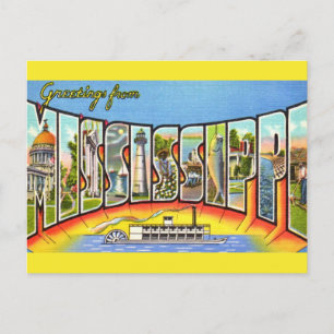 Cartão Postal Saudações Vintage Mississippi