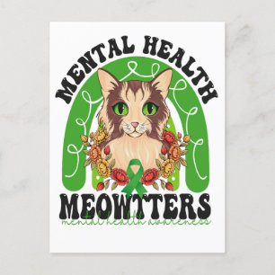 Cartão Postal Saúde Mental Meowtters Gato Divertido Arco-íris Ga