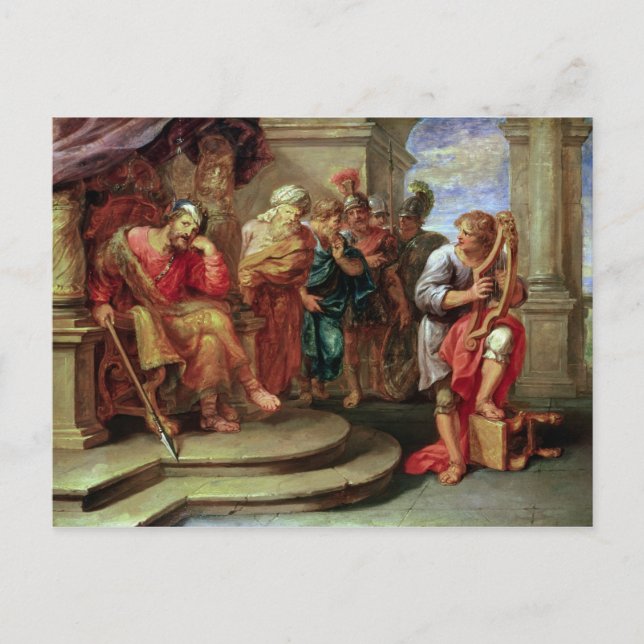 Cartão Postal Saul ouvindo David tocando a Harp (Frente)