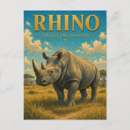 Cartão Postal Savana de Capim Rhino Watercolor GeoSaga