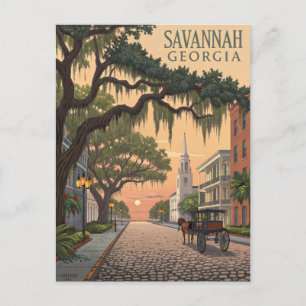 Cartão Postal Savannah GA Cobblestone Street