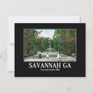 Cartão Postal Savannah GA Forsyth Park 1900s Vintage inspirada