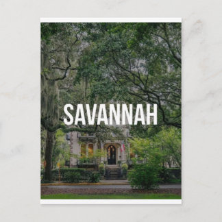 Cartão Postal Savannah Geórgia Casa Histórica e Carvalhos Vivent
