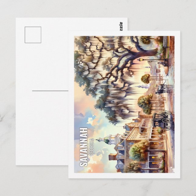 Cartão Postal Savannah Georgia Familiar Place (Frente/Verso)