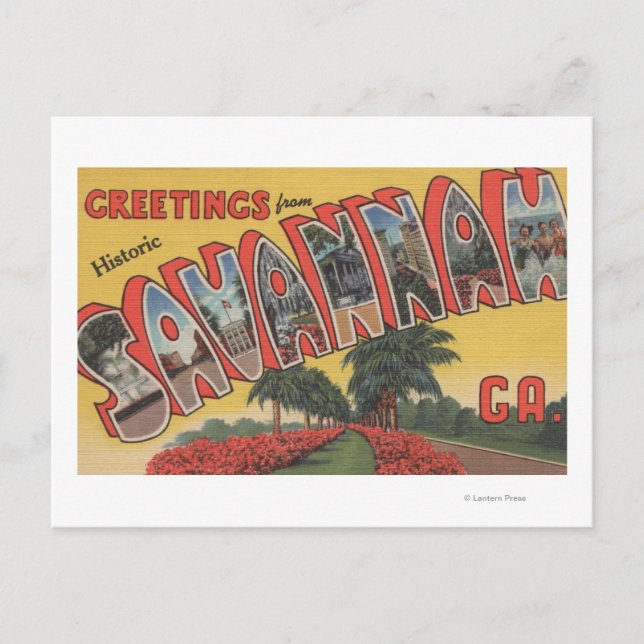 Cartão Postal Savannah, Geórgia (Histórica) - Letra Grande (Frente)