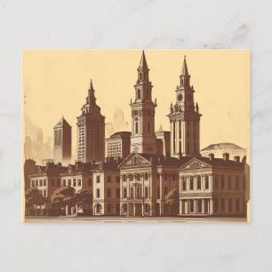 Cartão Postal Savannah Geórgia paisagem urbana vintage