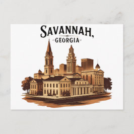 Cartão Postal Savannah Geórgia paisagem urbana vintage