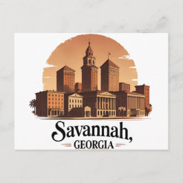 Cartão Postal Savannah Geórgia paisagem urbana vintage