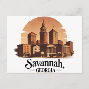 Cartão Postal Savannah Geórgia paisagem urbana vintage