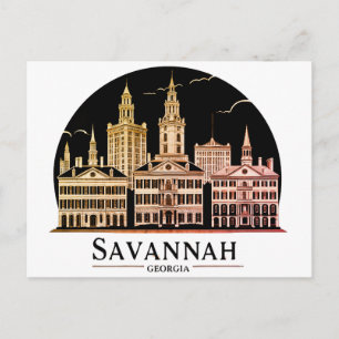 Cartão Postal Savannah Georgia Skyline