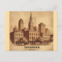 Cartão Postal Savannah Georgia vintage Skyline