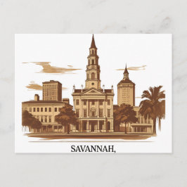 Cartão Postal Savannah Georgia vintage Skyline