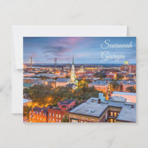 Cartão Postal Savannah, Geórgia - Vista do Centro no Sunset