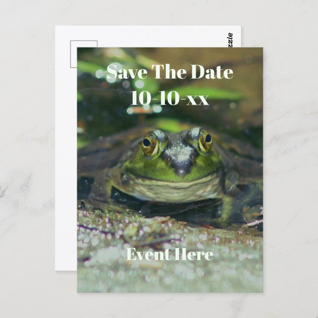 Cartão Postal Save The Date Cute Frog Nature  (Frente/Verso)