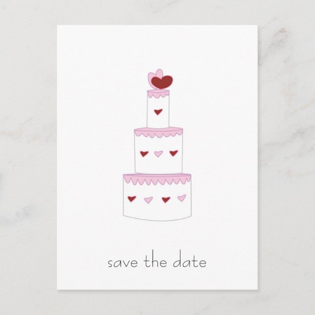 Cartão postal "Save the Date" de bolo de casamento (Frente)