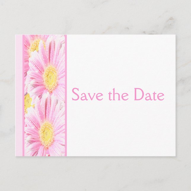 Cartão postal Save the Date floral rosa e branco (Frente)