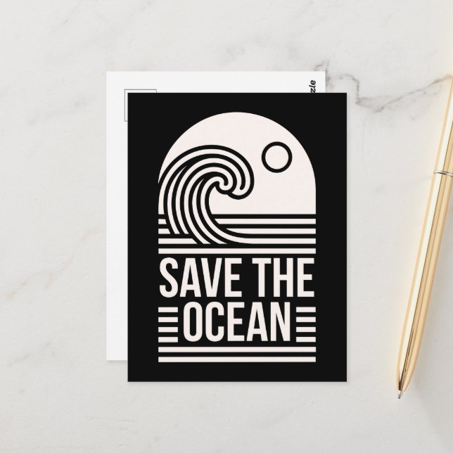 Cartão Postal Save the ocean protection conservation volunteer (Frente/Verso In Situ)