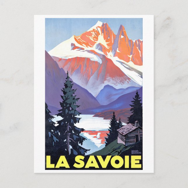 Cartão Postal Savoie, Alpes franceses, França, montanha de neve (Frente)