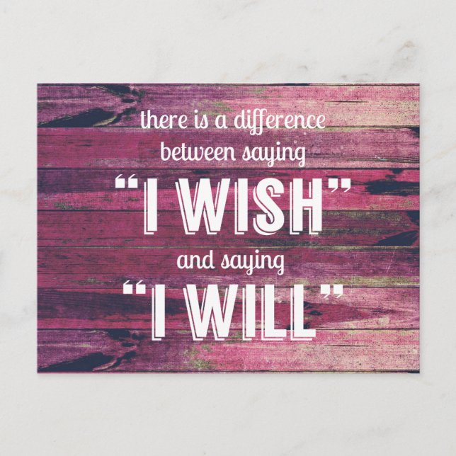 Cartão Postal Saying I Will Motivational Inspirational (Frente)