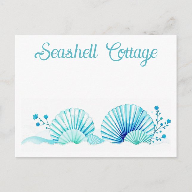 Cartão Postal Scallop Shells and Flowers (Frente)