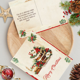 Cartão Postal Scandi Winter Foliage Watercolor Felry Christmas