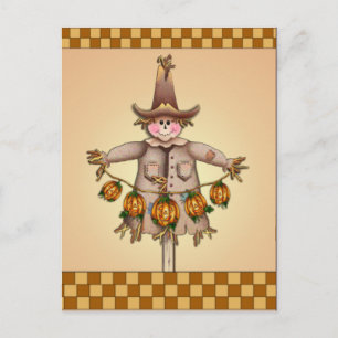 Cartão Postal SCARECROW & PUMPKIN JACKS by SHARON SHARPE