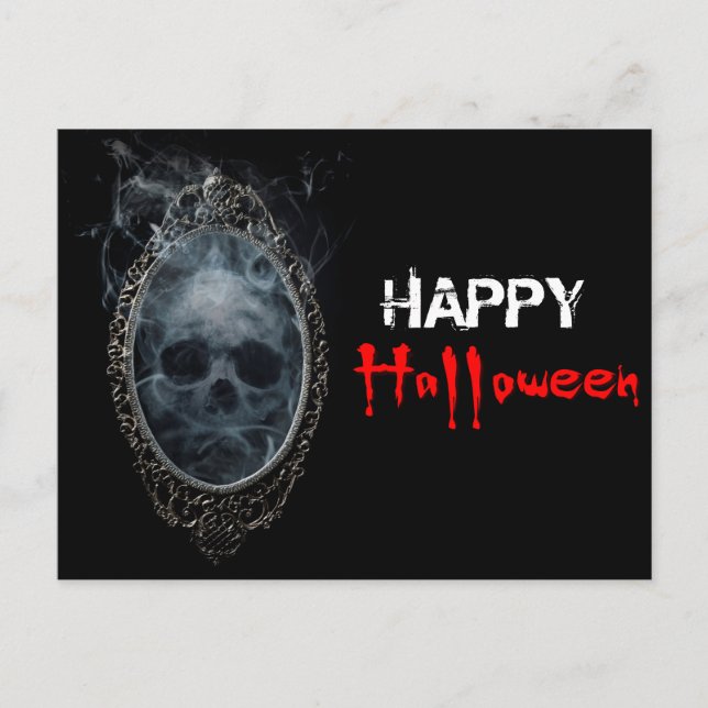 Cartão Postal Scary Ghost Mirror Halloween (Frente)