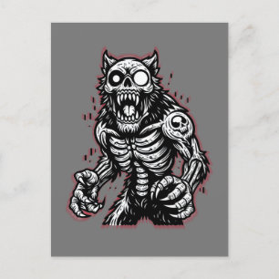 Cartão Postal Scary Halloween Zombie Werewolf