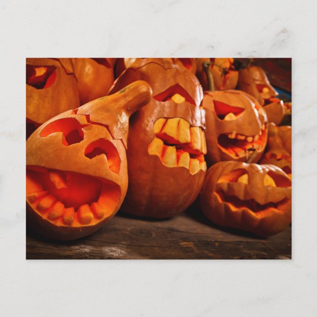 Cartão Postal Scary Jack O Lanterna Halloween Pumpkins (Frente)