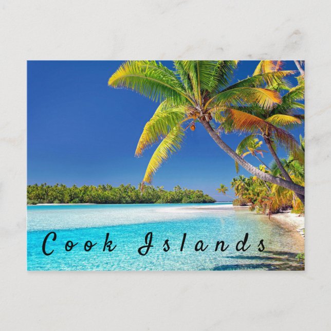 Cartão Postal Scenic Cook Island Palm Tree Beach Holiday (Frente)