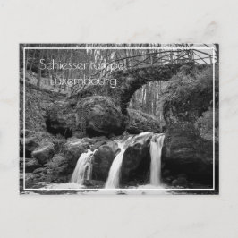 Cartão Postal Schiessentumpel Waterfall Luxembourg Monocromo
